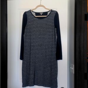 Talbot's, blue and gray, long sleeve dress, size M